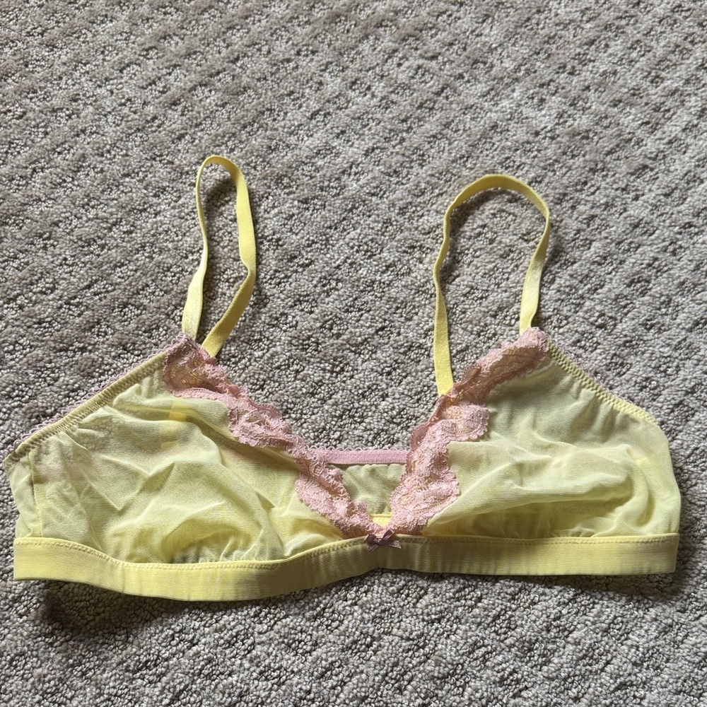 Yellow and Pink Lace Trim Bralette
